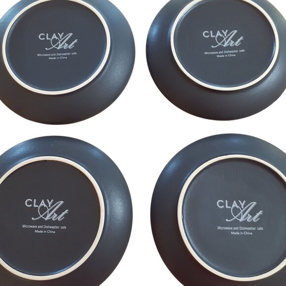 Lot of 4 Clay Art Christmas 6" Plates Holiday Dinnerware Serving Dessert Cookie - Picture 2 of 7